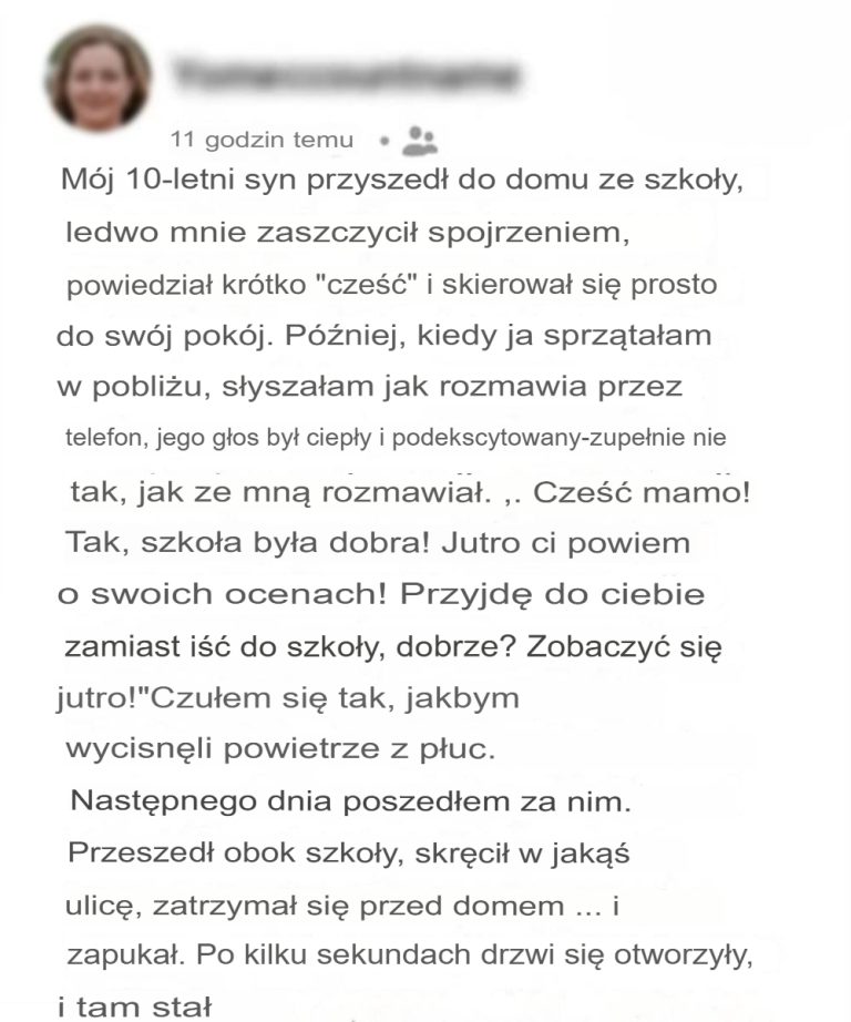 Mój syn opuścił szkołę, żeby odwiedzić „Mamę” – więc potajemnie za nim poszłam
