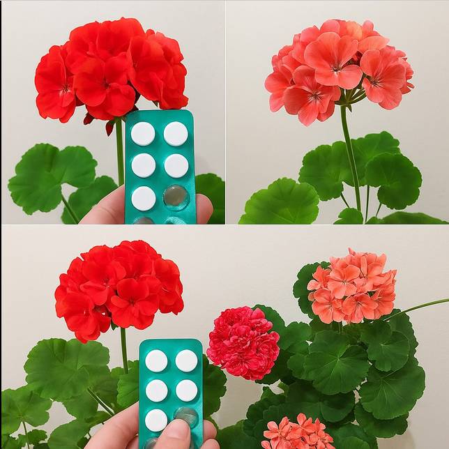 Tabletka podłożona pod pelargonię zapobiega żółknięciu liści, a nawet może ożywić obumarłe kwiaty.