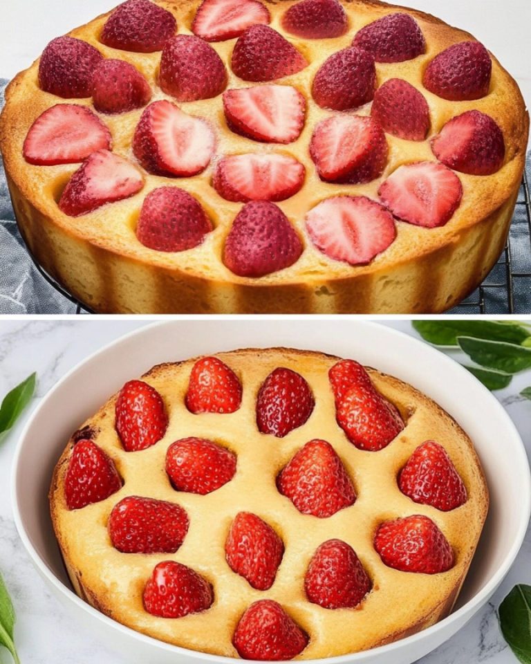 Słodkie truskawkowe ciasto: miękkie greckie ciasto jogurtowe o zapachu cytryny