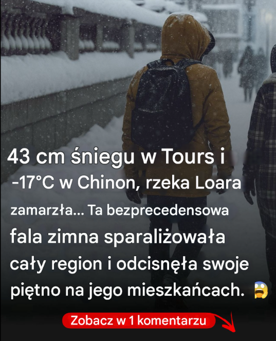 Historyczna fala mrozów w Turenii: 43 cm śniegu w Tours i -17°C w Chinon
