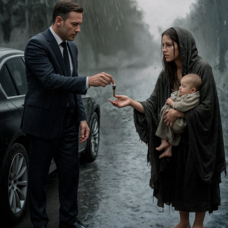 Milioner w drodze na lotnisko zauważa żebraka z dzieckiem w deszczu i daje mu klucze do swojego domu! Ale kiedy wraca, jest zszokowany tym, co odkrywa… O mój Boże!