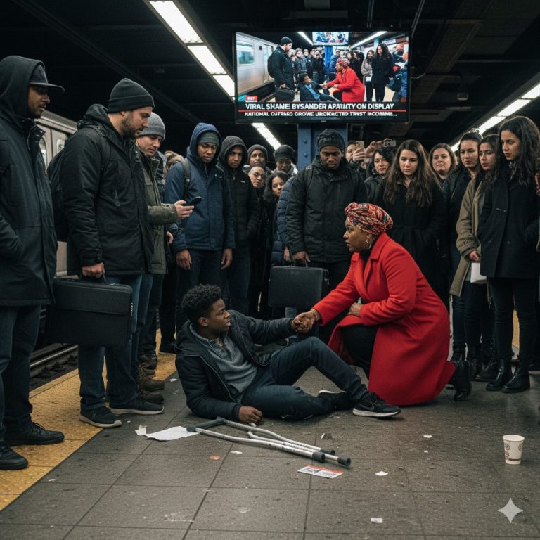 Nastolatek z Brooklynu o kulach został zepchnięty na ziemię, podczas gdy pasażerowie obserwowali to w milczeniu – aż do momentu, gdy jedna kobieta wkroczyła i zmieniła wszystko. To nagranie wywołało ogólnokrajowe oburzenie, obnażyło przerażającą apatię przechodniów i doprowadziło do szokującego zwrotu akcji, którego nikt się nie spodziewał.