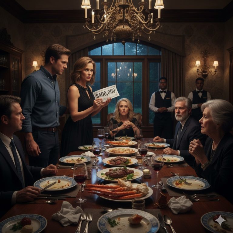 Tej nocy, kiedy moi teściowie urządzili wystawne przyjęcie z okazji sprzedaży swojego rancza w Ohio, wszyscy wyszli z tego z 3 milionami dolarów – wszyscy oprócz mojego męża i mnie. Ale kiedy nadszedł rachunek na 400 000 dolarów za kraba królewskiego, wołowinę wagyu i wino z najwyższej półki, moja teściowa odwróciła się do mnie i powiedziała: „Dasz radę to opłacić, prawda?”. Trzy minuty później…