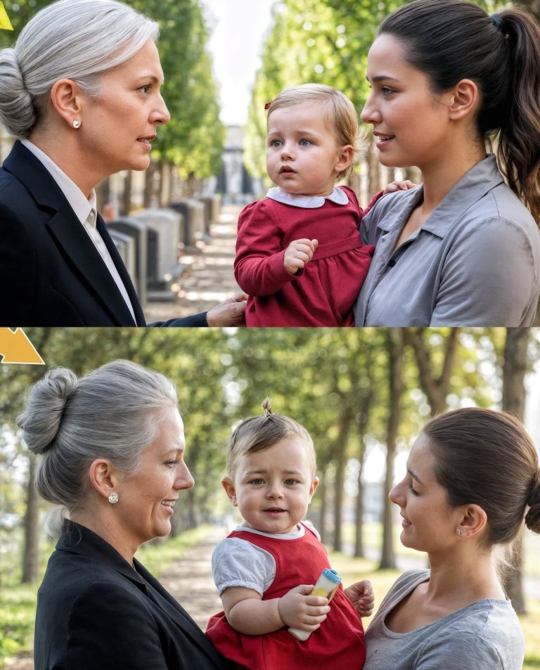 Pewna bizneswoman odwiedza grób syna i znajduje młodą kobietę zapłakaną z małą dziewczynką…