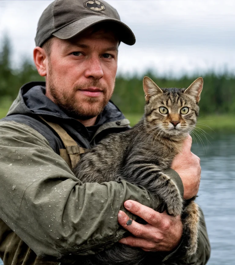 Rybacy złapali walczącego kota, który płynął w ich stronę z całych sił.